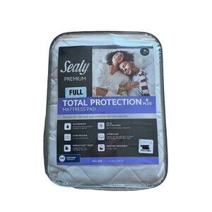 Sealy Premium Total Protection Plus Waterproof Full Size Mattress Pad New White